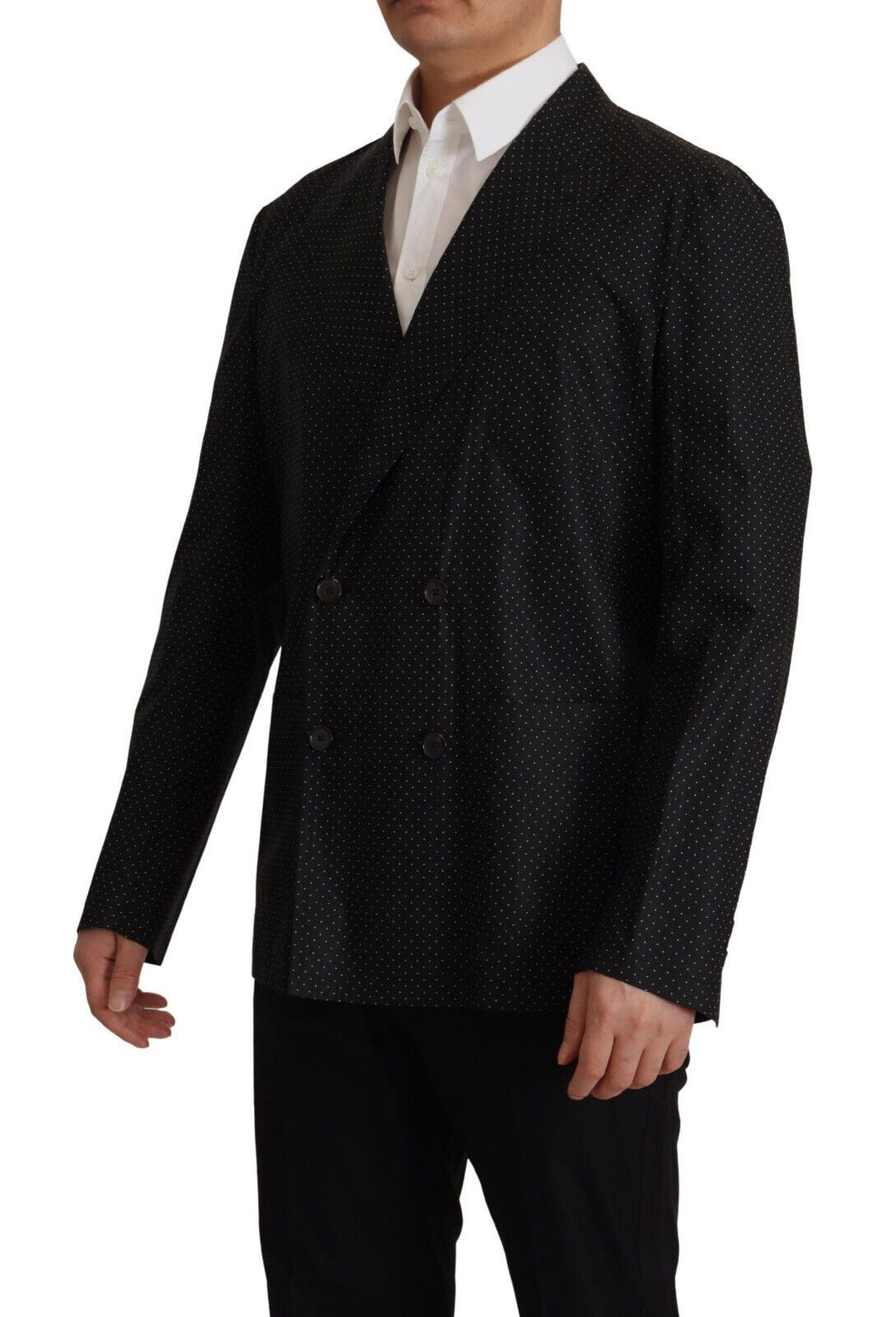 Schwarz gepunktete Blazerjacke aus Baumwolle