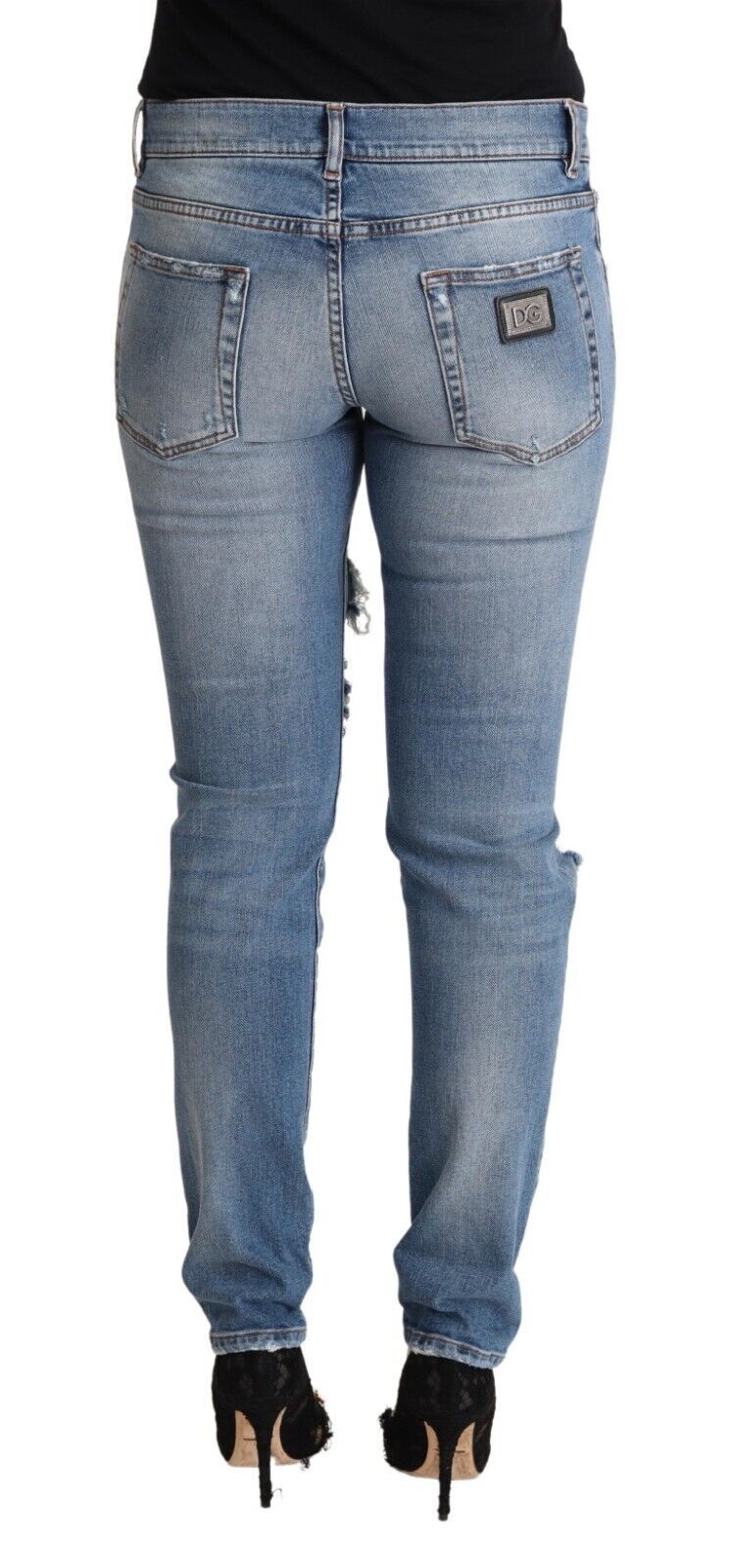 Chic distressed denim skinny jeans