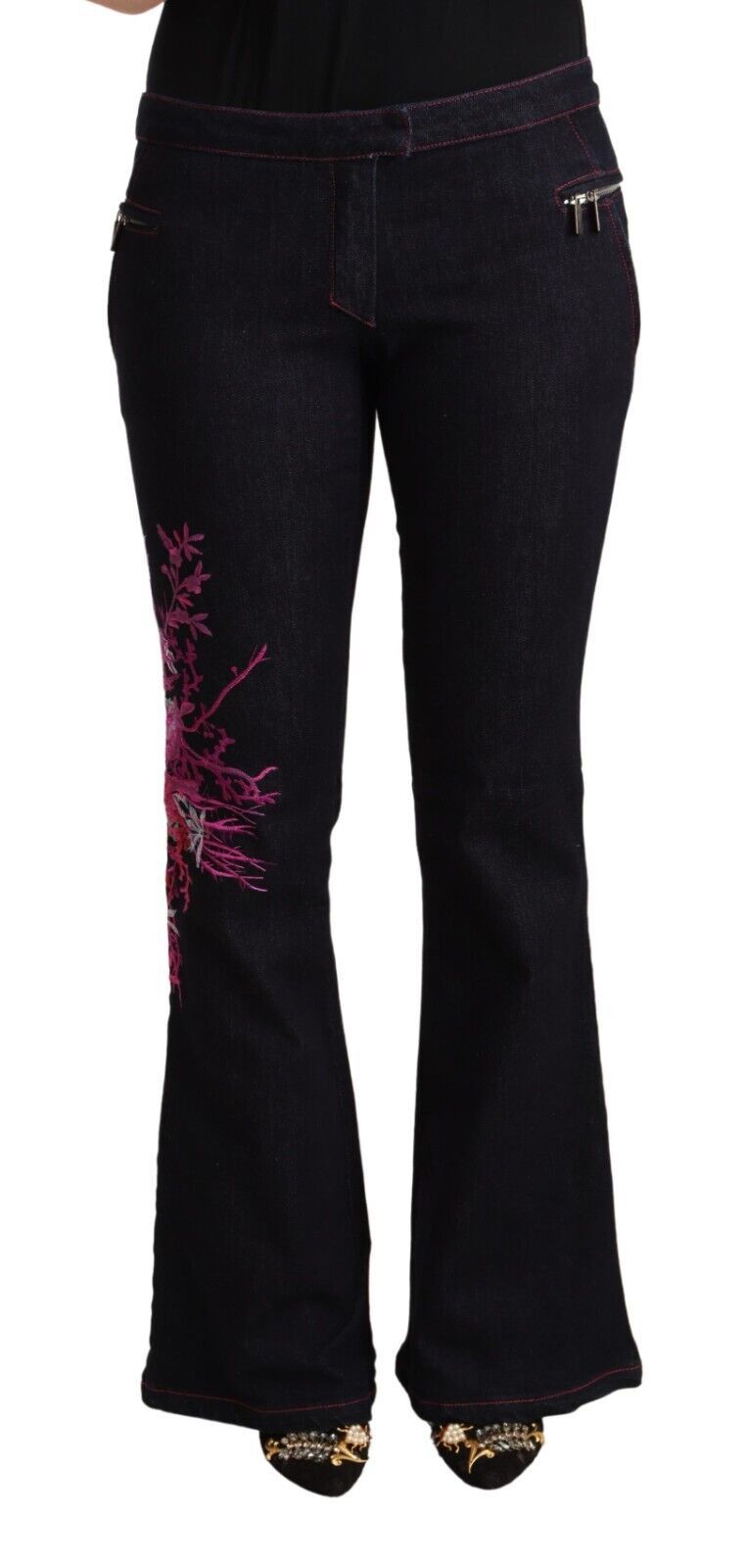 Chic black jeans with flared waist