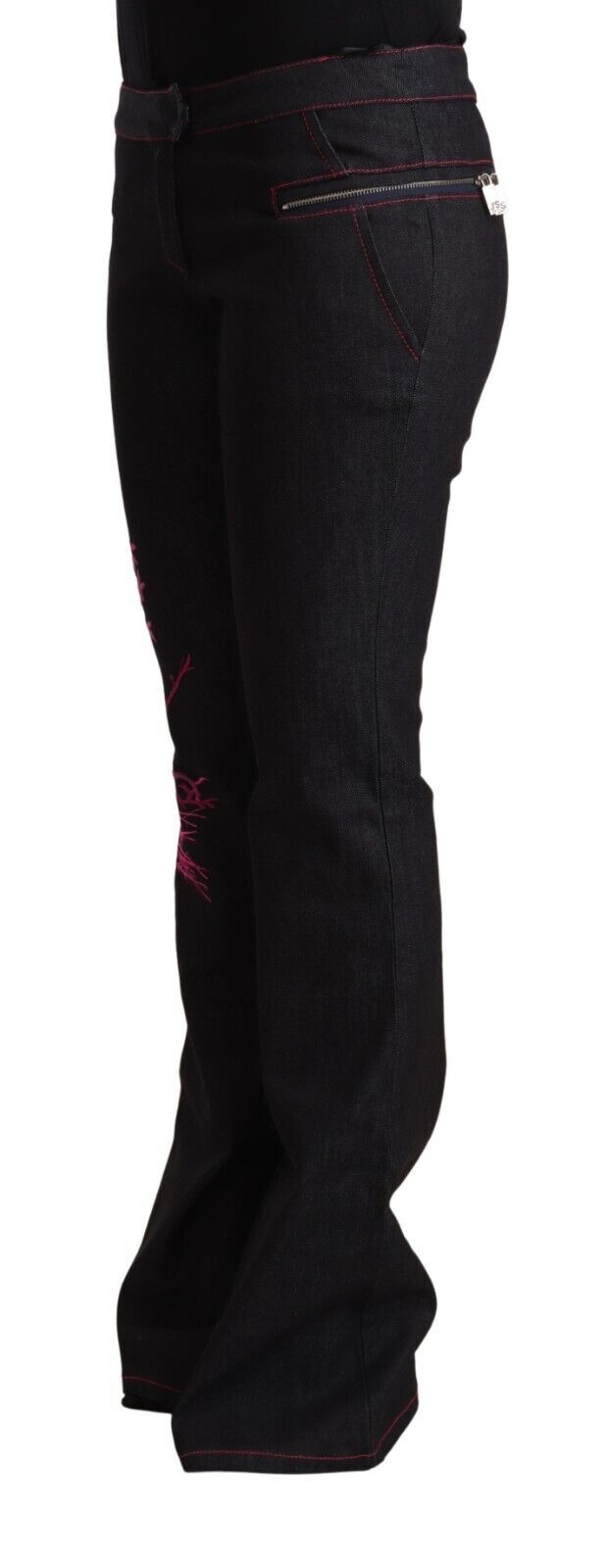 Chic black denim jeans with flared waist