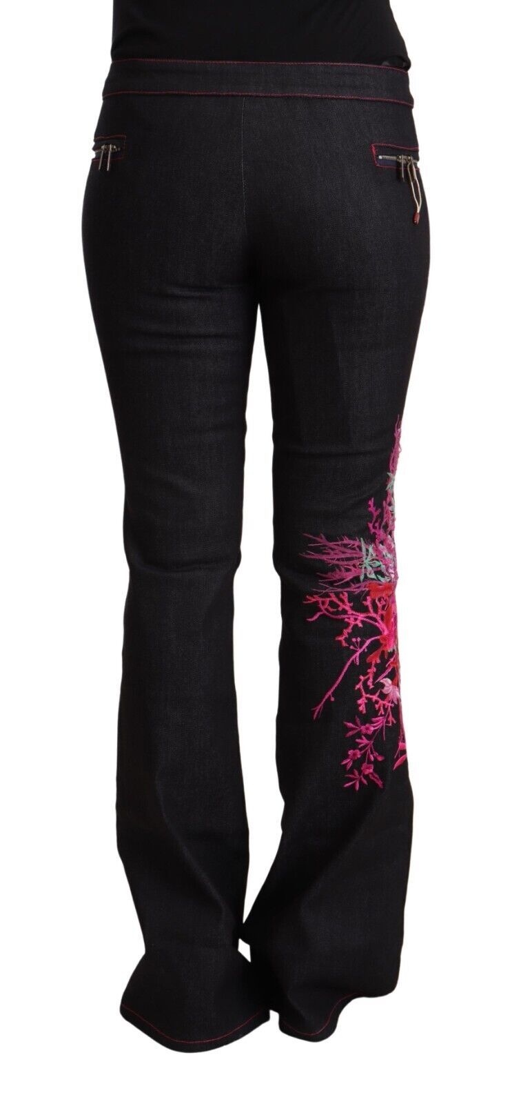 Chic black denim jeans with flared waist