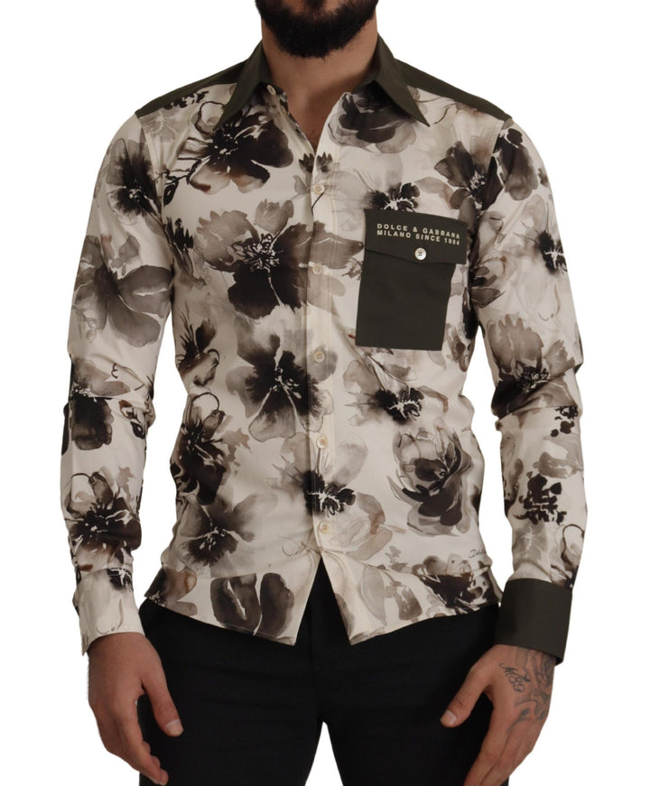 Casual cotton shirt with floral print