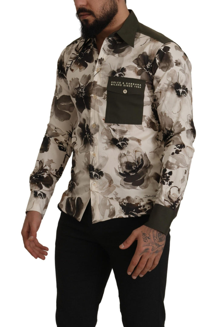 Casual cotton shirt with floral print