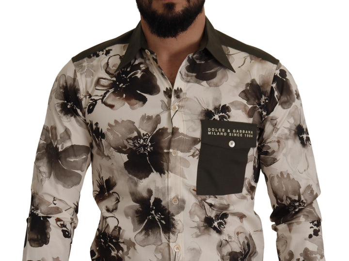 Casual cotton shirt with floral print