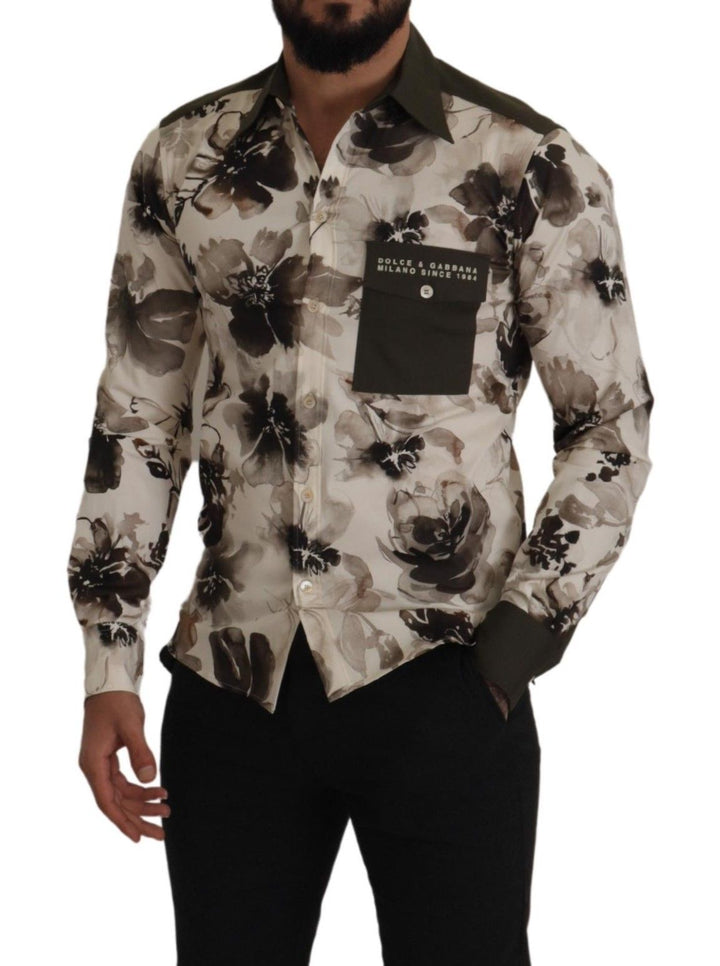 Casual cotton shirt with floral print