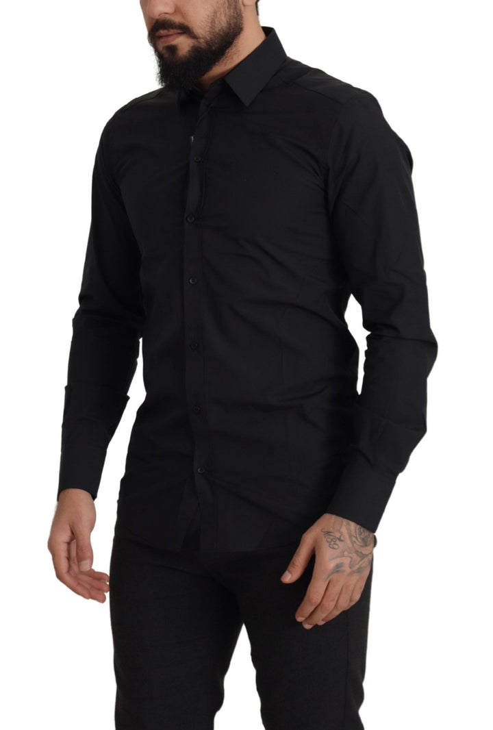 Elegantes Slim Fit Schwarzes Baumwollhemd