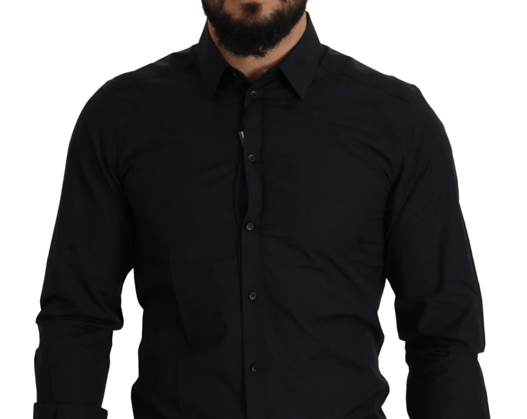 Elegantes Slim Fit Schwarzes Baumwollhemd