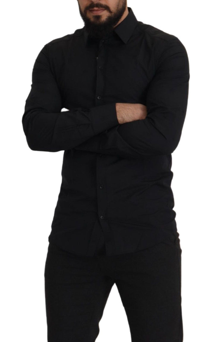 Elegantes Slim Fit Schwarzes Baumwollhemd