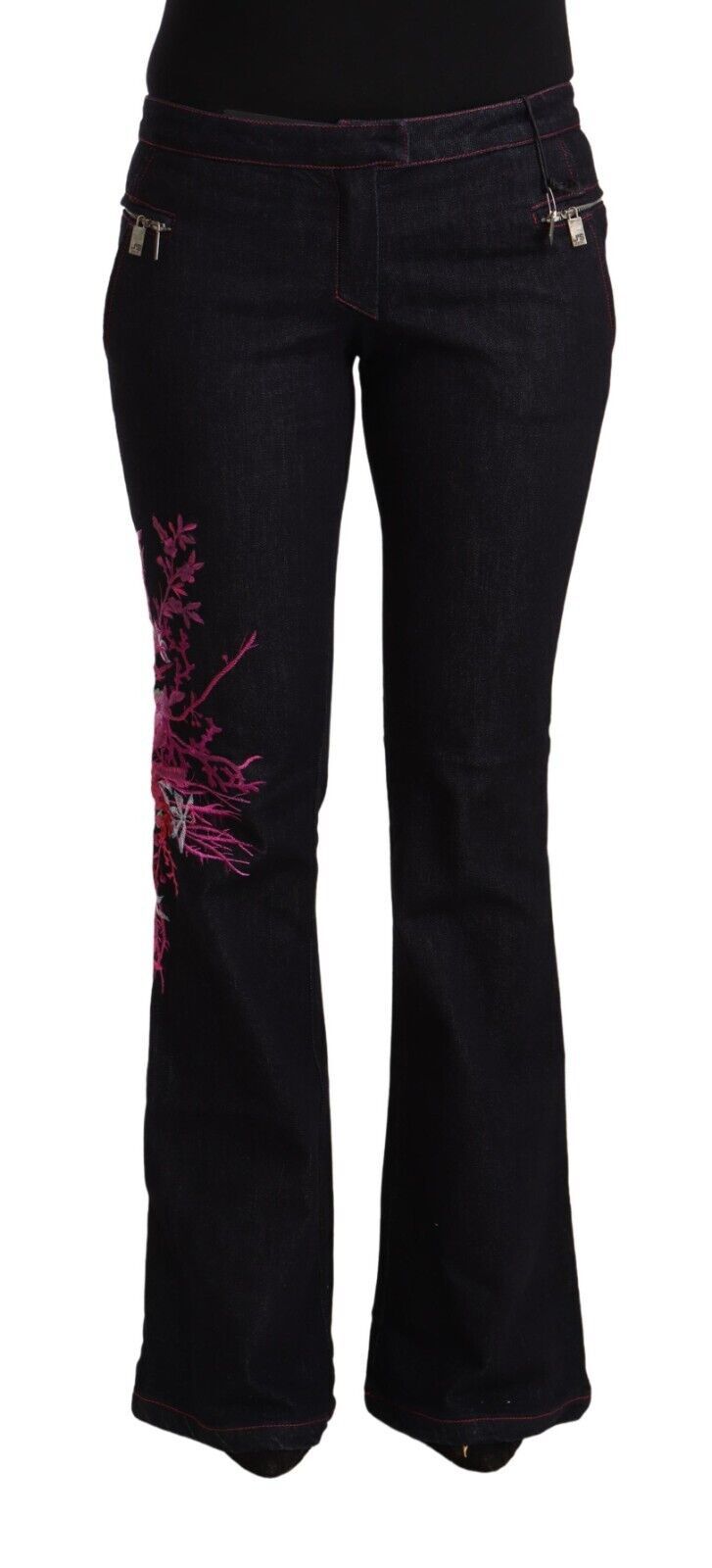 Chic denim with flared waist elegance