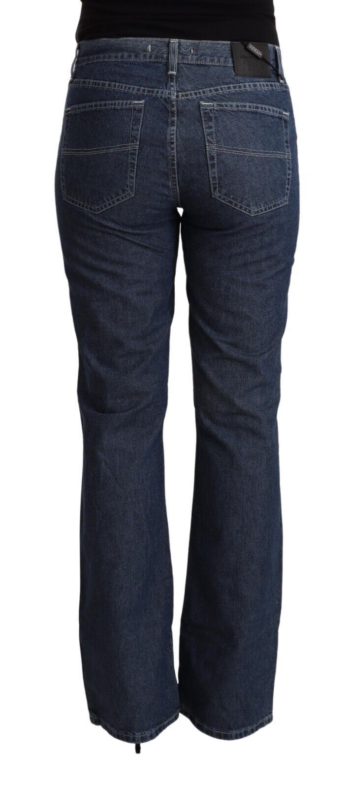 Blaue Denim-Jeans mit mittlerer Taille aus Baumwolle