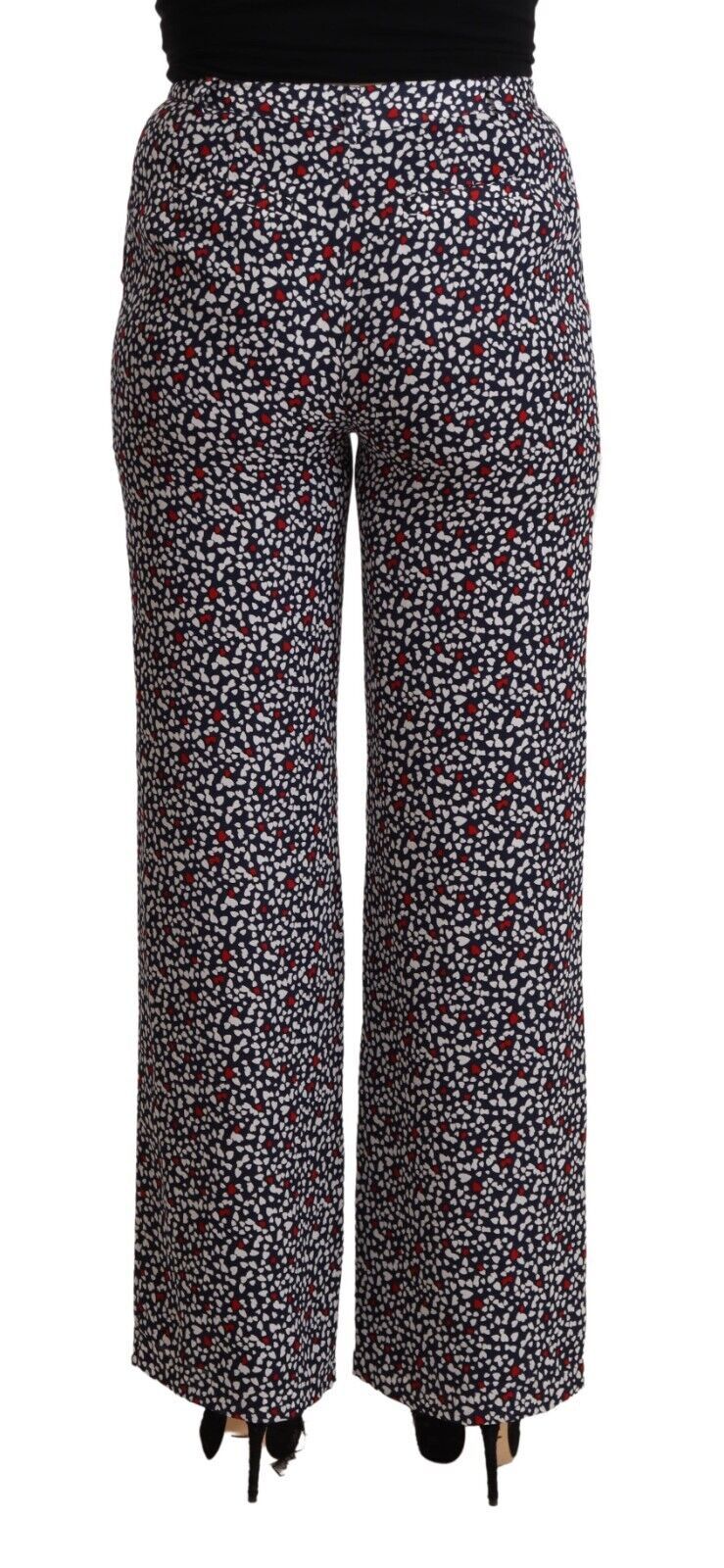 Schwarze bedruckte Straight Pants mit hoher Taille