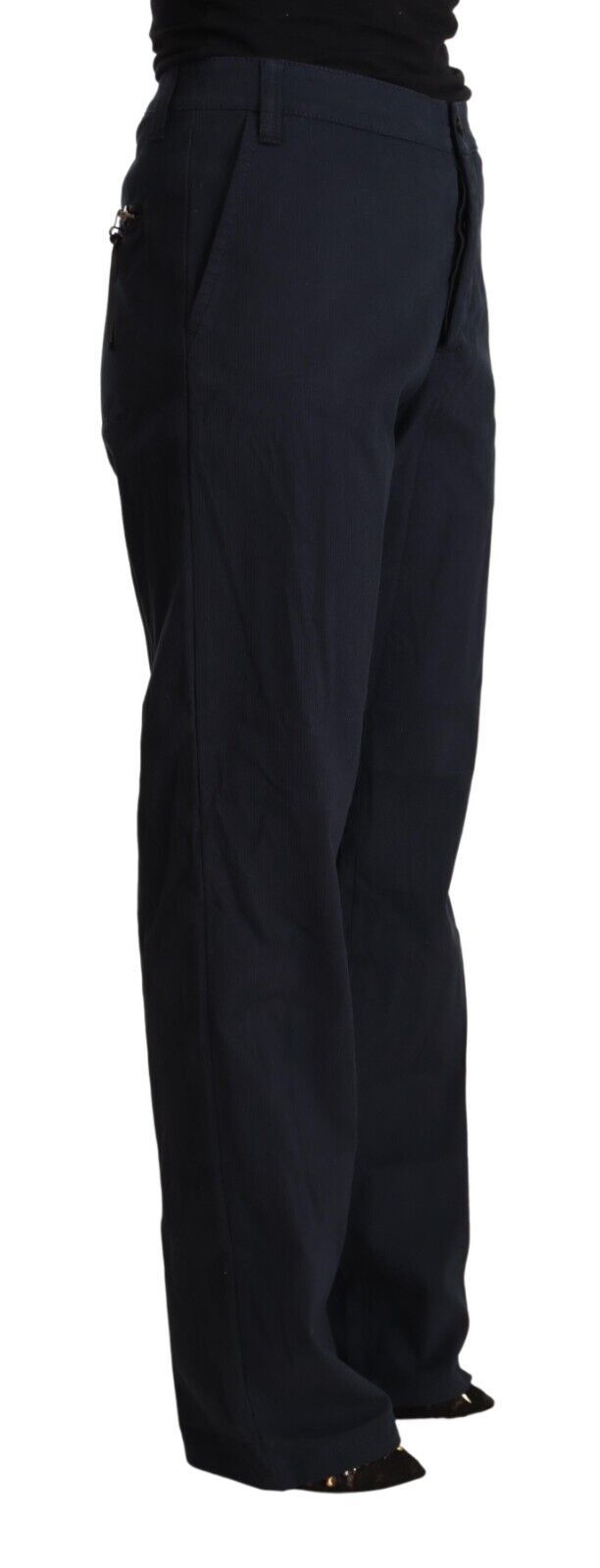 Schwarze konisch zulaufende Baumwollhosen mit hoher Taille