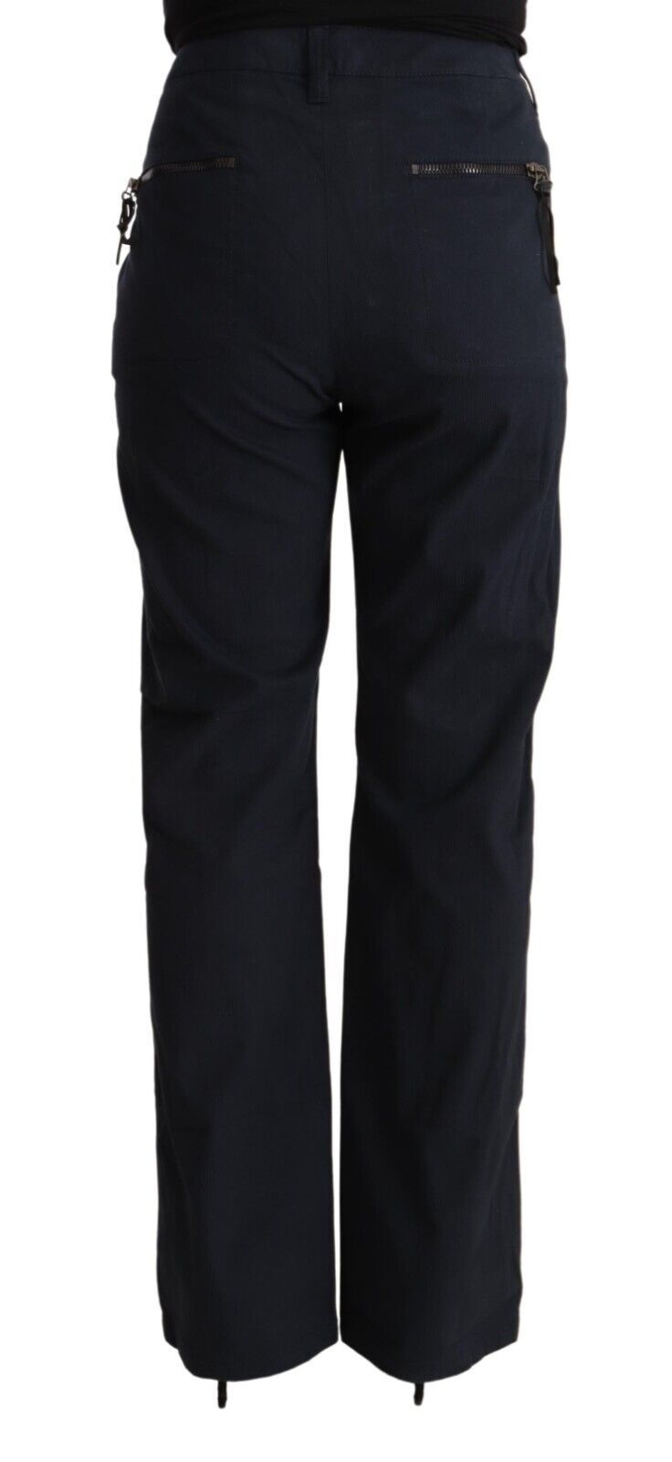 Schwarze konisch zulaufende Baumwollhosen mit hoher Taille