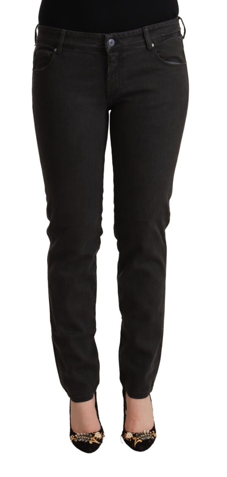 Schwarze Skinny-Jeans aus Baumwoll-Denim mit niedriger Taille