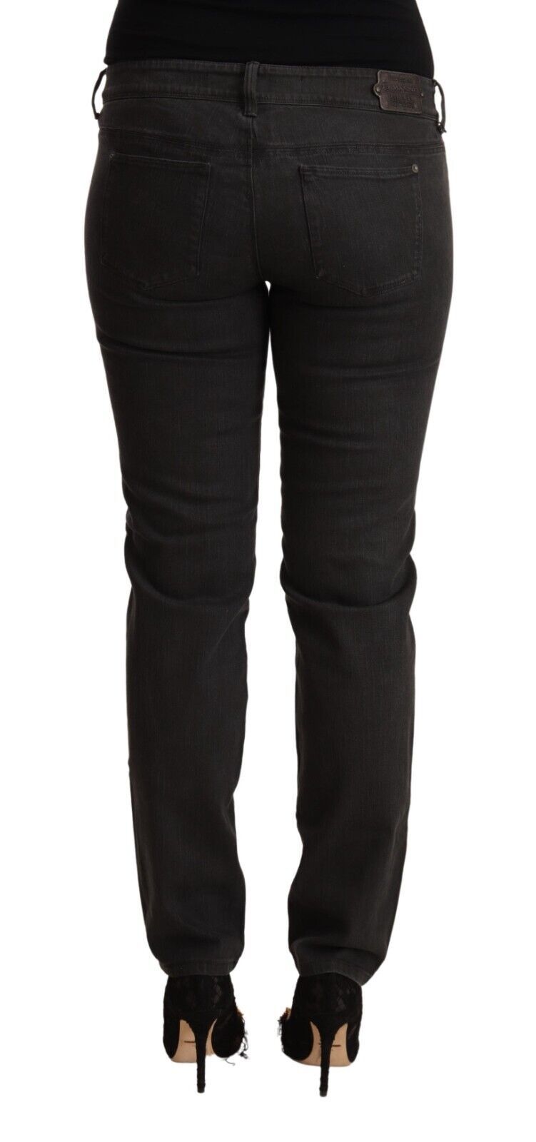 Schwarze Skinny-Jeans aus Baumwoll-Denim mit niedriger Taille
