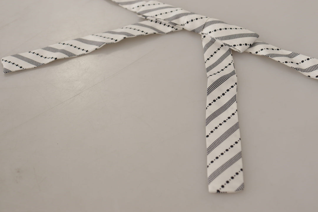 Weiß Schwarz Polka Dot 100% Seide Hals Papillon Fliege