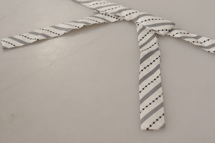 Weiß Schwarz Polka Dot 100% Seide Hals Papillon Fliege