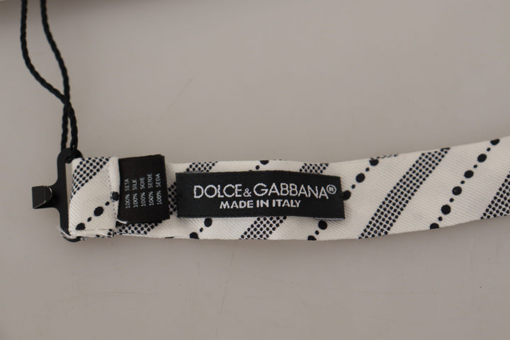 Weiß Schwarz Polka Dot 100% Seide Hals Papillon Fliege