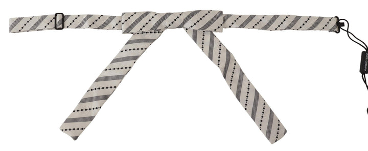 Weiß Schwarz Polka Dot 100% Seide Hals Papillon Fliege