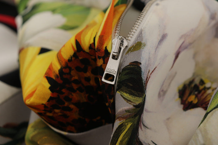 Multicolor Charmeuse Floral Mantel Jaquard Pachwork Kleid