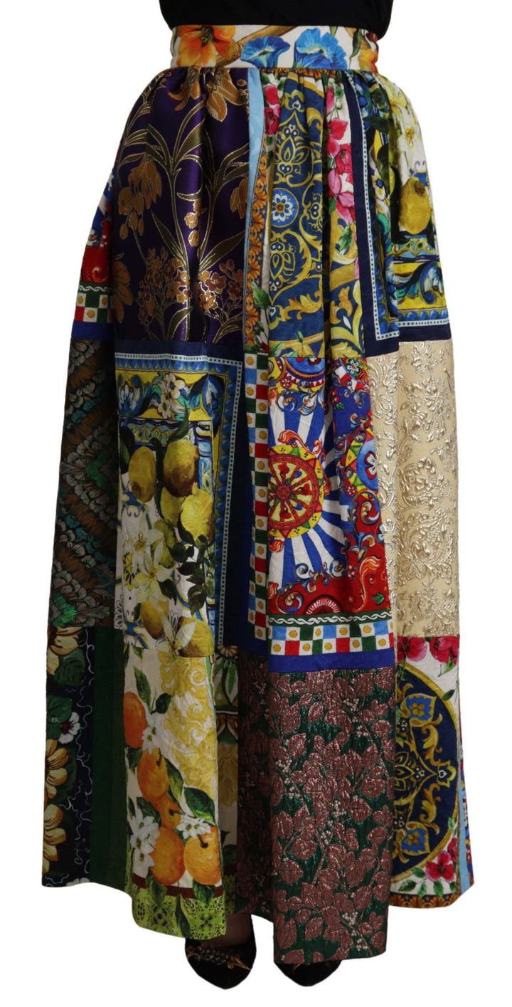 High-waisted maxi skirt with Sicilian patterns