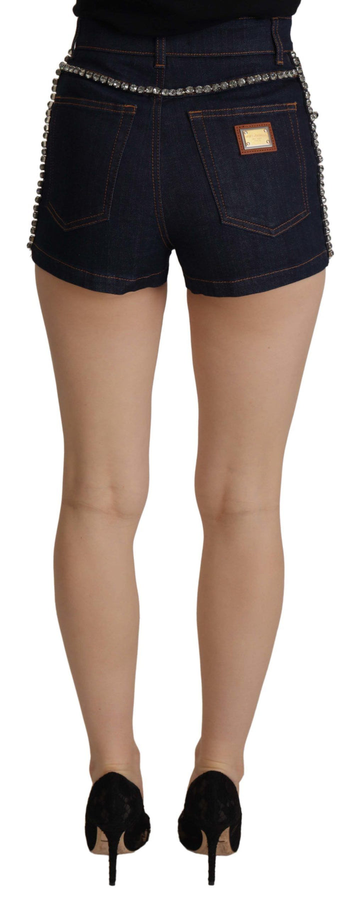 Chic high waist hot pants shorts with crystal decoration