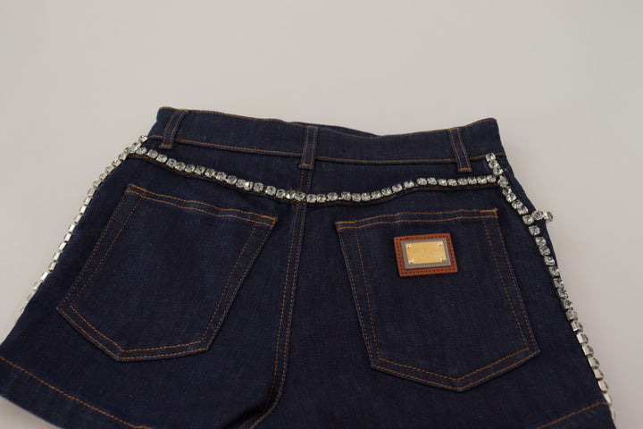 Chic high waist hot pants shorts with crystal decoration