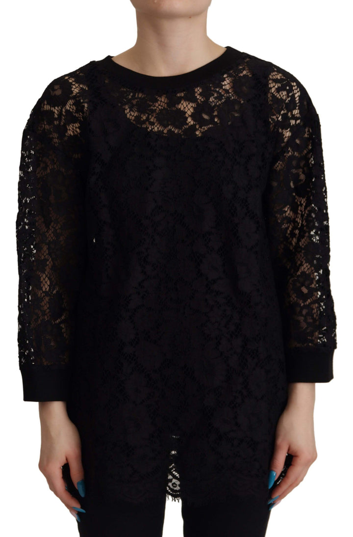 Elegantes Schwarzes Langarmblusen-Top