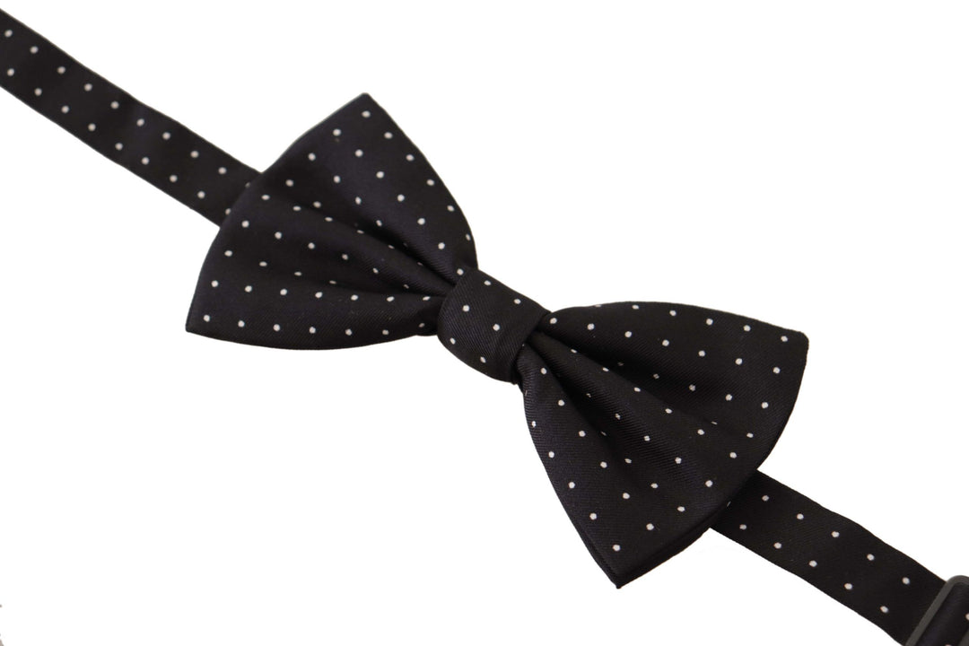 Elegant black dotted silk bow tie
