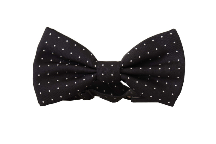 Elegant black dotted silk bow tie