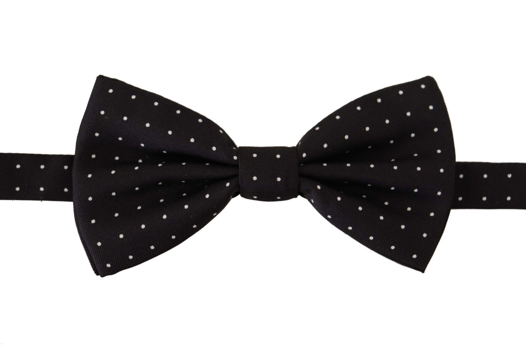 Elegant black dotted silk bow tie