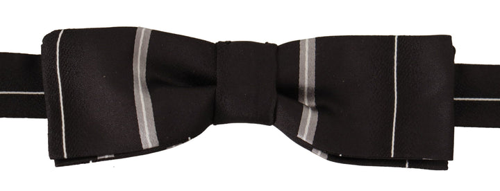 Elegant silk bow tie in black and grey
