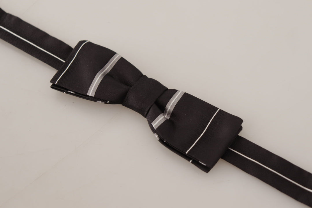 Elegant silk bow tie in black and grey