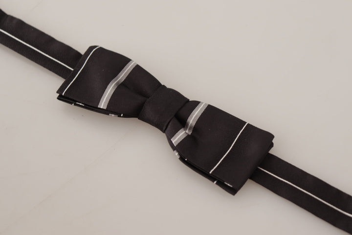 Elegant silk bow tie in black and grey