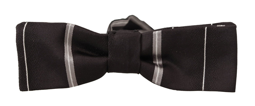 Elegant silk bow tie in black and grey