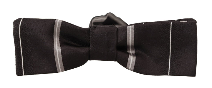 Elegant silk bow tie in black and grey