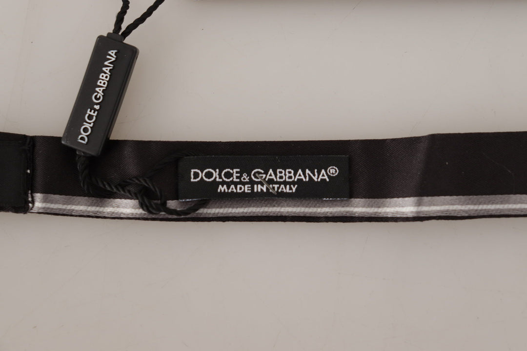 Elegant silk bow tie in black and grey