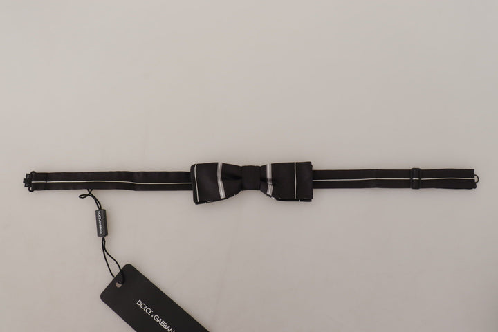 Elegant silk bow tie in black and grey