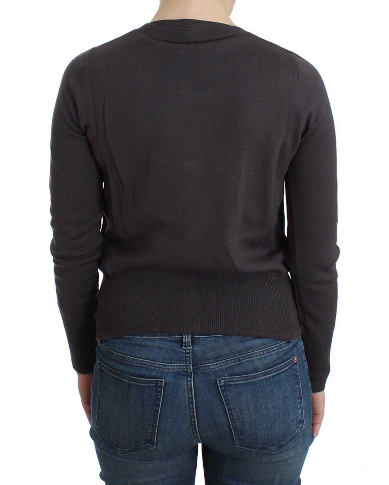 Lila Wolle Pailletten Strickjacke Pullover