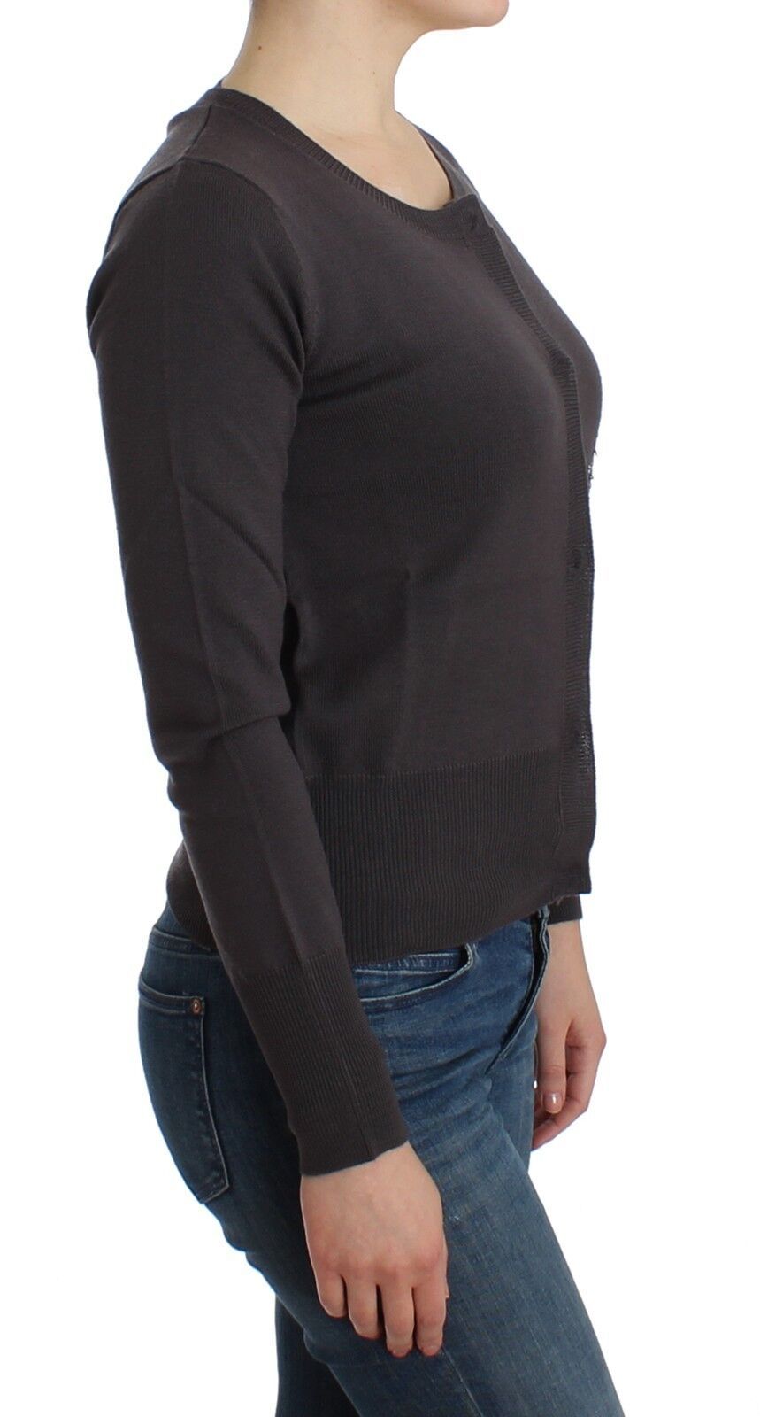Lila Wolle Pailletten Strickjacke Pullover