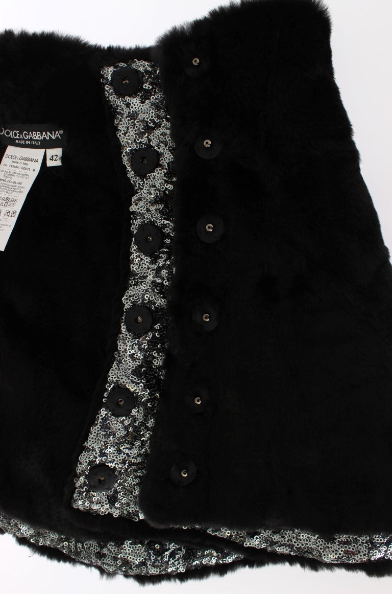 Eleganter floraler Pelzschal mit Pailletten