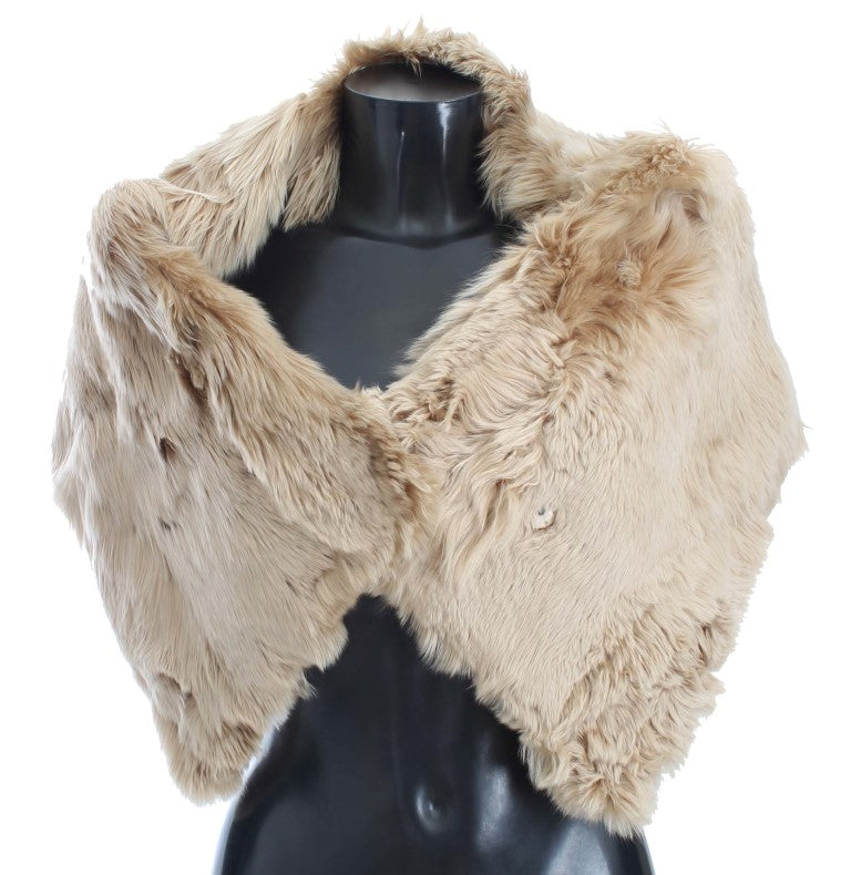 Elegant alpaca fur shawl in beige