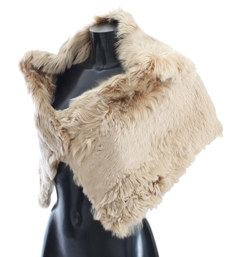 Elegant alpaca fur shawl in beige