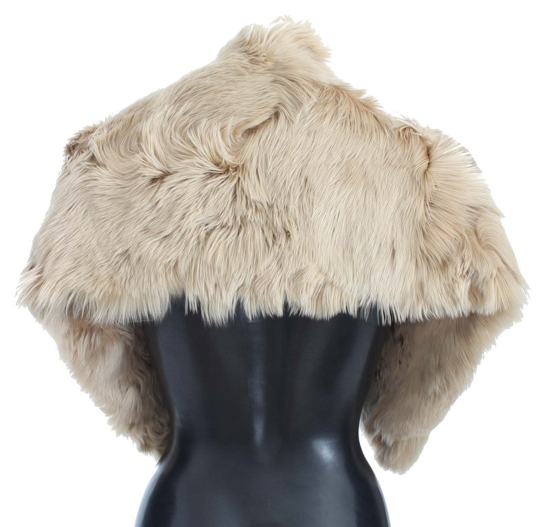 Elegant alpaca fur shawl in beige