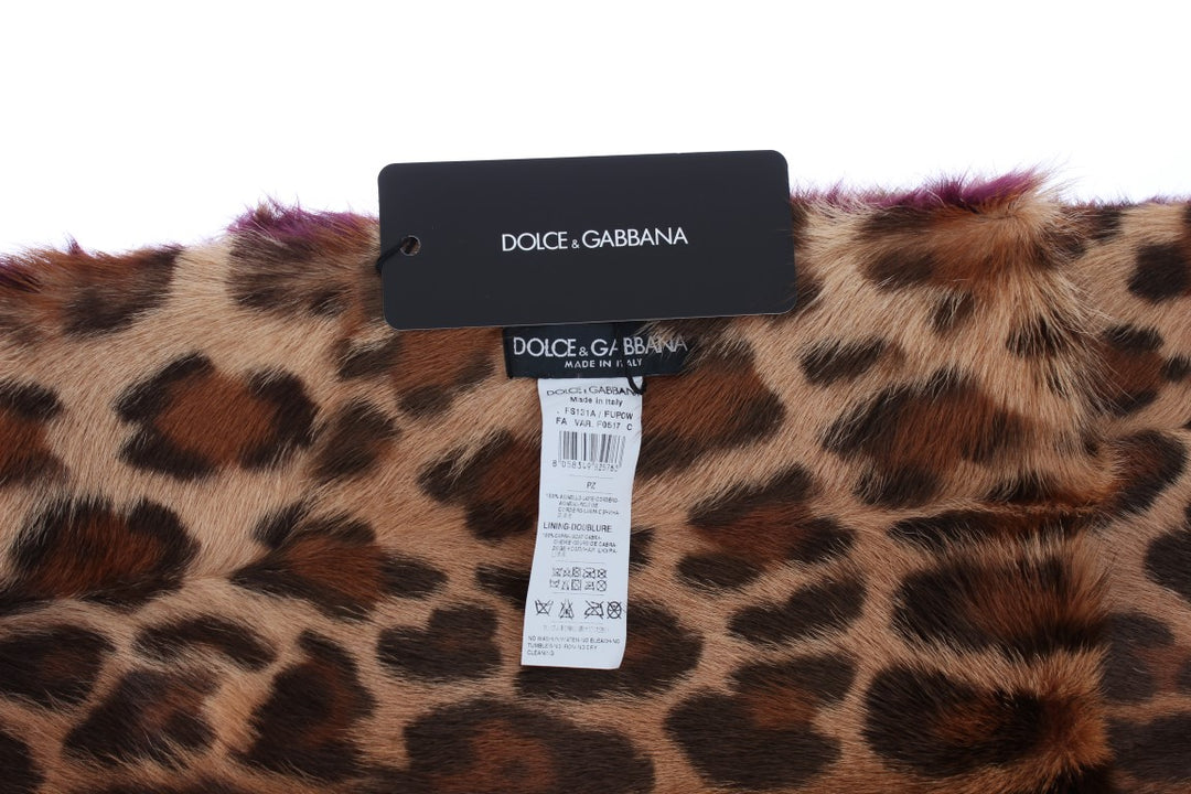 Dolce & Gabbana Exquisiter Lammfellschal mit Leopardenmuster