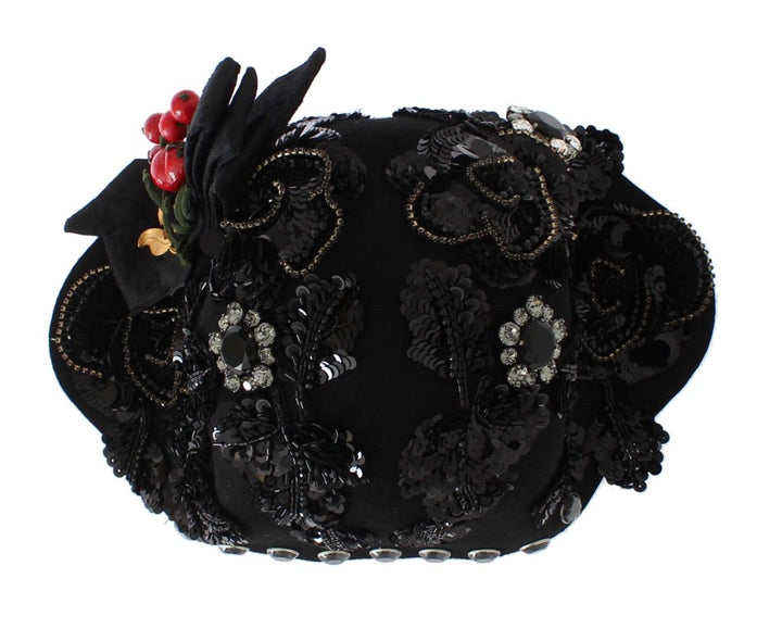 Eleganter schwarzer kristallbesetzter Cloche-Hut