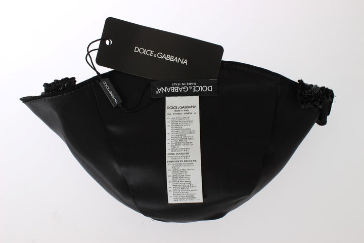 Eleganter schwarzer kristallbesetzter Cloche-Hut