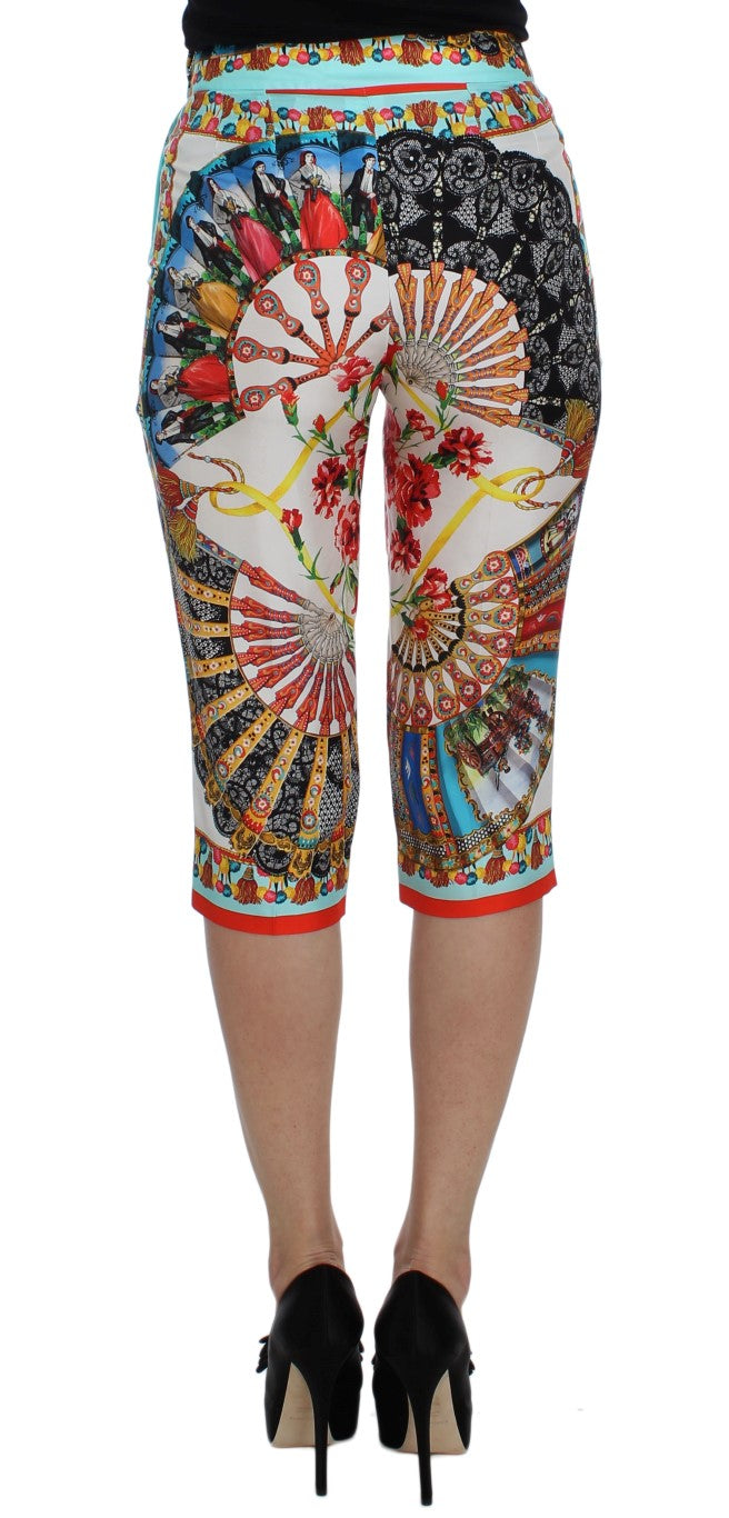 Mehrfarbige Majolika Seiden-Caprihose