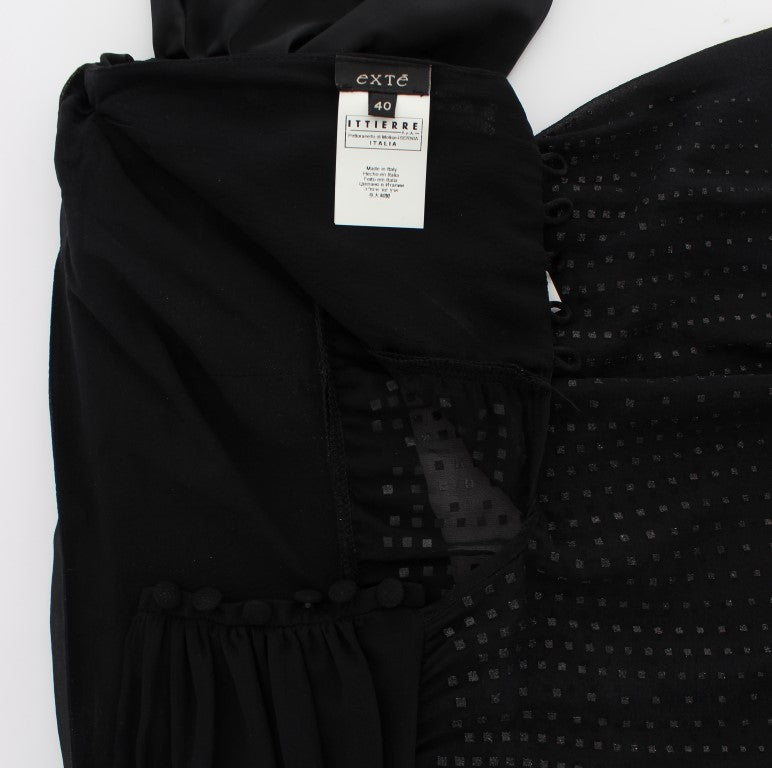Elegant black evening wrap top blouse