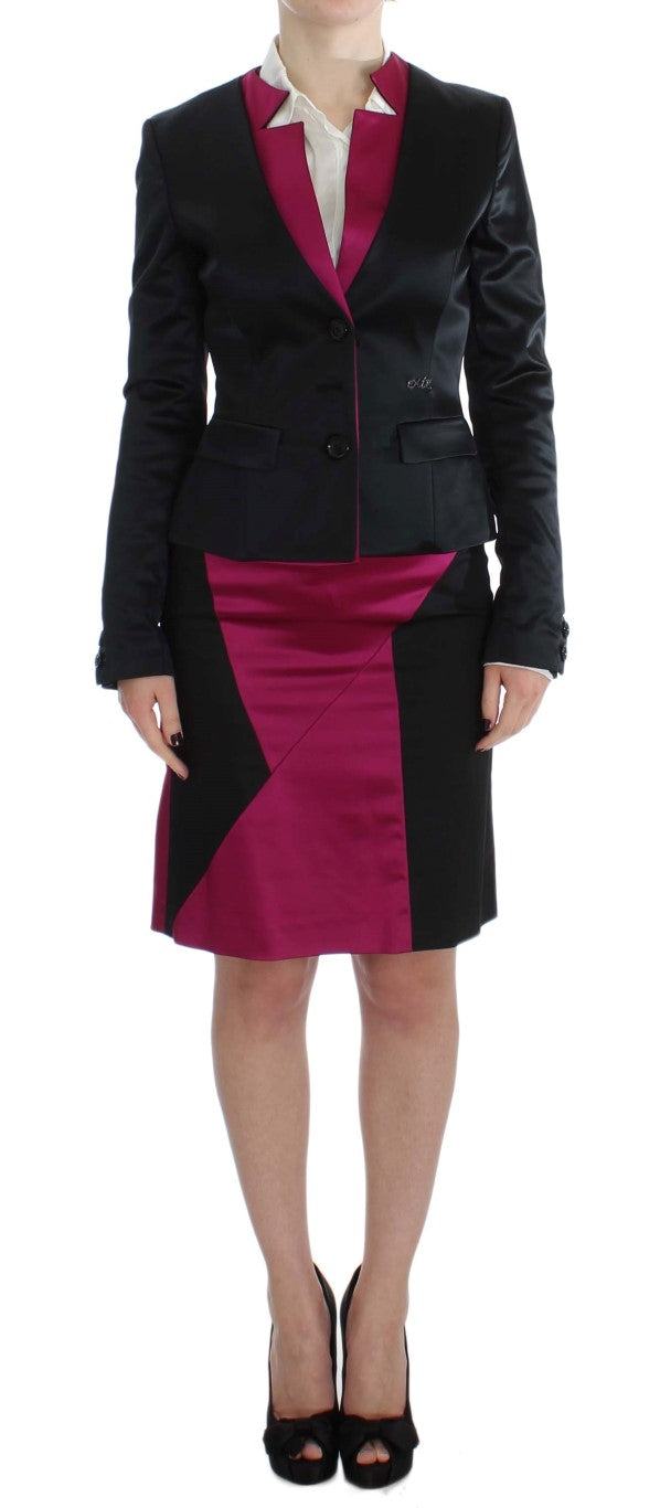 Chic ensemble of black and pink skirt and suit
